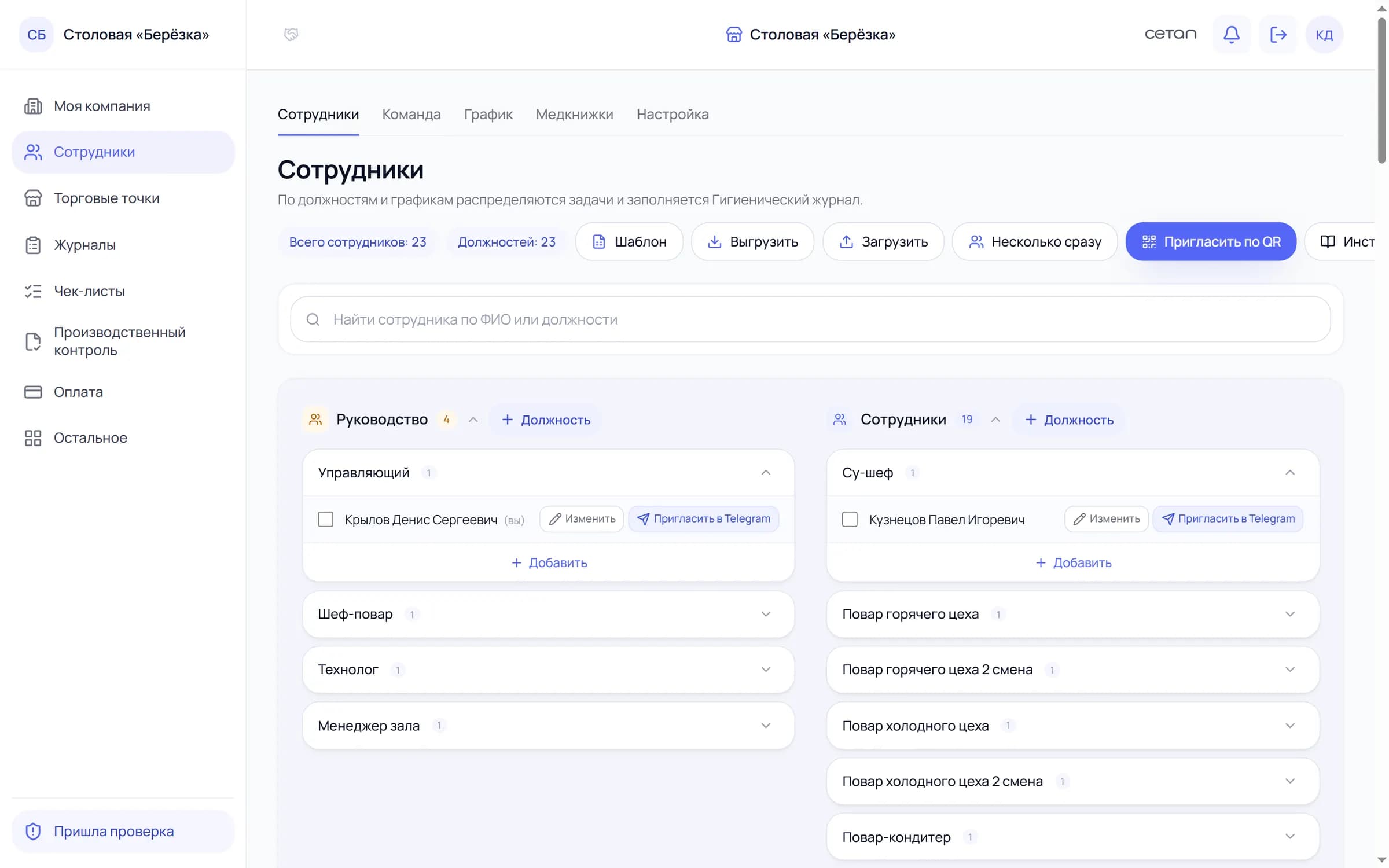 Команда и доступы