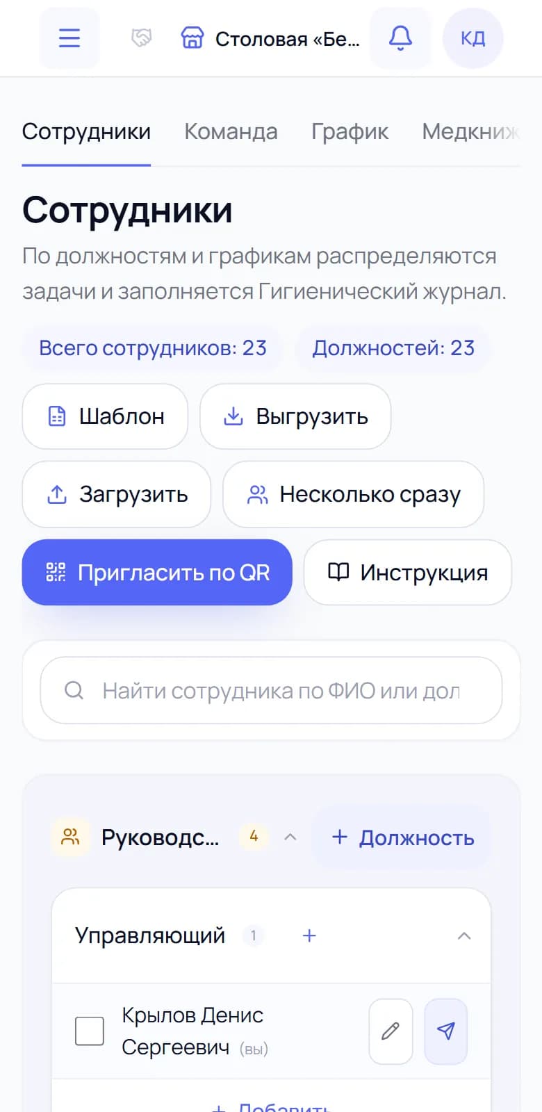 Команда и доступы